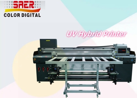Hybrydowa drukarka UV do różnych materiałów PVC / Film miękki / Druk skóry wodoodporna odporna na zarysowania 1,8 m drukarka UV