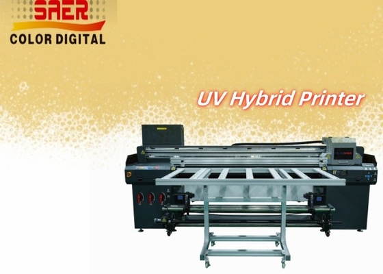 Hybrydowa drukarka UV do różnych materiałów PVC / Film miękki / Druk skóry wodoodporna odporna na zarysowania 1,8 m drukarka UV