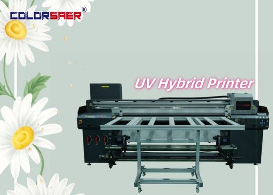 1.8m UV Hybrid Printer do reklamy zewnętrznej i wewnętrznej CMYK + W + CMYK + lakier